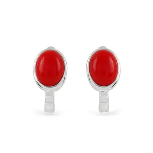 Echte 925 Zilveren Synthetische Coral Stud Oorbellen Clip-On Stud Oorbellen Solid Sterling Zilver Gemstone Fine Jewelry Fabrikant