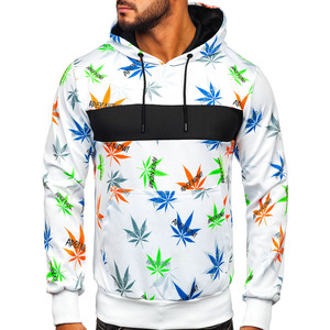 Pull d'hiver sur mesure pour hommes Tissu polaire à capuche blanc imprimé de haute qualité Polyester/coton Taille 6XL Vêtements à la mode - Product Image 1