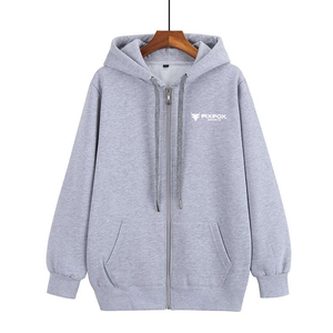 Fix for Sports Unisex Gray <b>Zip</b>-Up <b>Hoodie</b> Regular Fit Casual Sweatshirt Front <b>Pocket</b> Heat-Transfer Logo Winter Wear 100% - Product Image 1