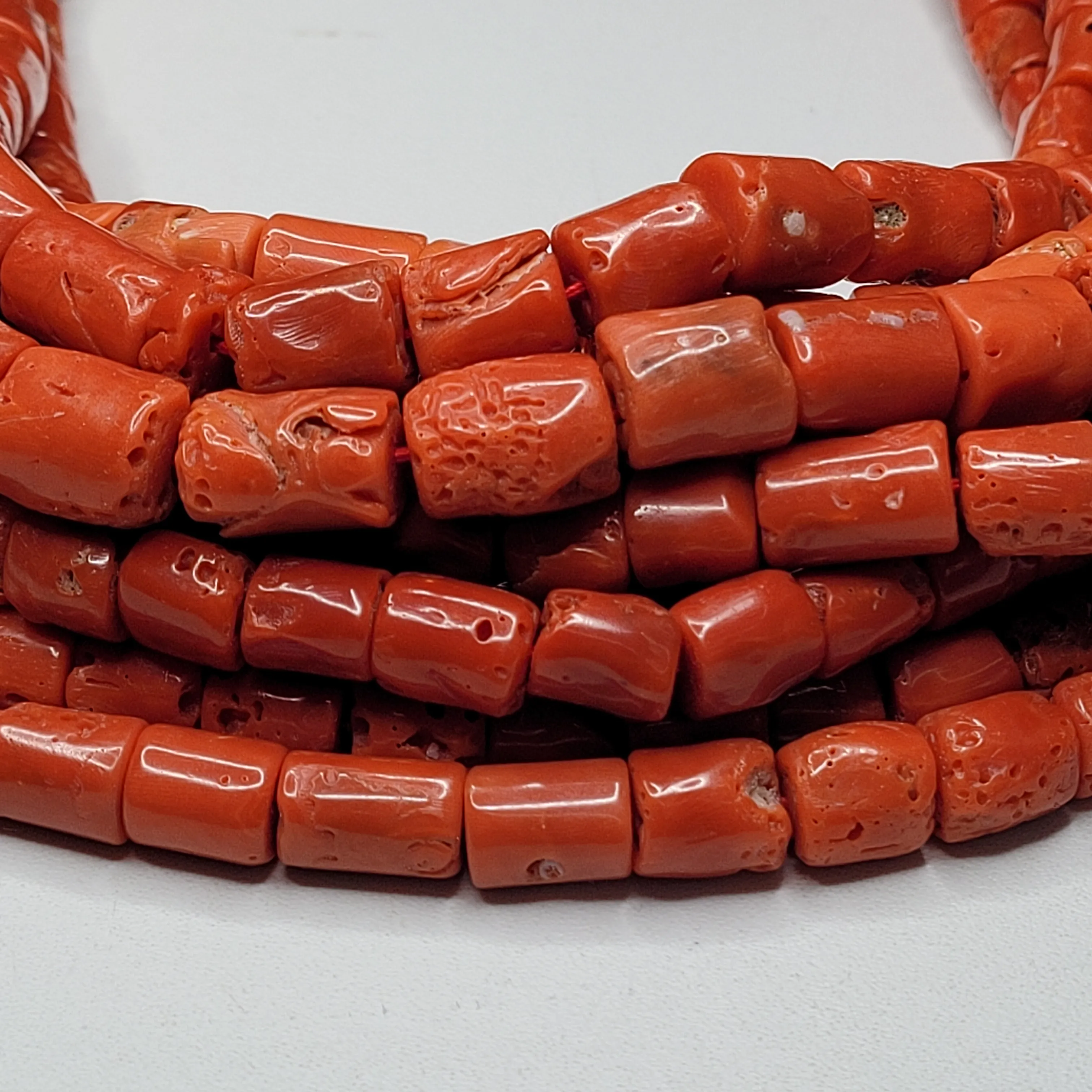 RED CORAL tube Beads 10-13 MM STRANDS Making Jewelry Necklace Round Shape A GRADE 18 Inch-45 CM