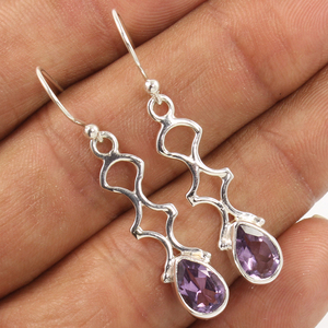 ต่างหูเงินแท้ 925 ประดับอเมทิสต์ ดีไซน์เรียบหรู น่ารัก สวยเก๋ สำหรับผู้หญิง ได้รับการรับรองจากผู้ที่สาม ทันสมัยล่าสุด - Product Image 1