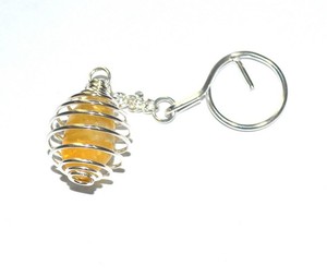 Yellow Agate Tumbled Stone Keychain | Wholesale Keychains - Product Image 1