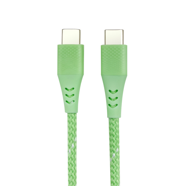 Special Color Grass Green Pure Copper Braided USB C Charging Cable-C to C Port 1M for Computer with 3D Pattern on Plug