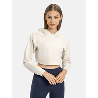 Jersey de seda ligero para mujer, Top deportivo, Sudadera con capucha corta con estampado de logotipo personalizado para entrenamiento de invierno, diseño informal de Fitness