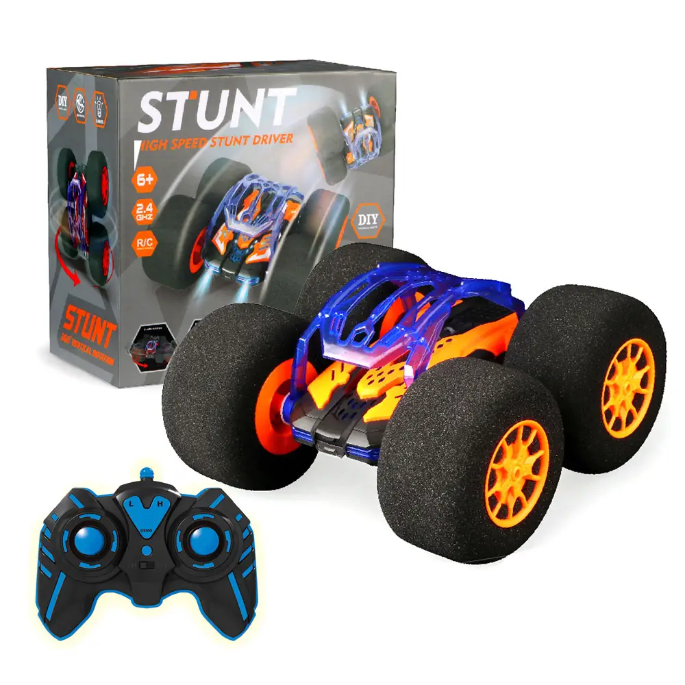 2.4G DIY Sponge Tire RC Stunt Car Toys 360 Rotation LED Light Off-Road Climbing Remote Control Stunt Car For Children