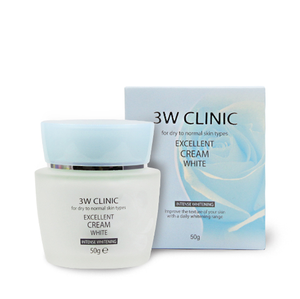 Cosmétique coréenne 3W CLINIC Excellent White Cream Crème éclaircissante blanchissante anti-âge hydratante à l'extrait de bambou pour le visage - Product Image 1