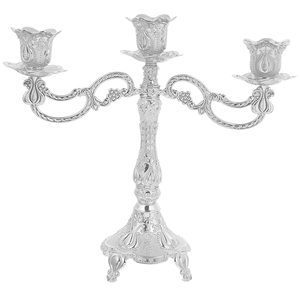 Candelabro de alta calidad, color plateado, hecho en la India, decoración para evento de boda, regalo de boda - Product Image 1