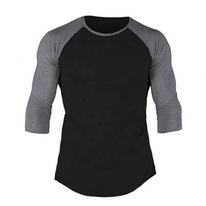 Fashion Design Raglan 3/4 Sleeve Sportswear Man <strong>t</strong> <strong>Shirts</strong> Printed Plain Black Soft Cotton Workout <strong>Fish</strong> Muscle Gym Tshirt in Bulk - Product Image 2