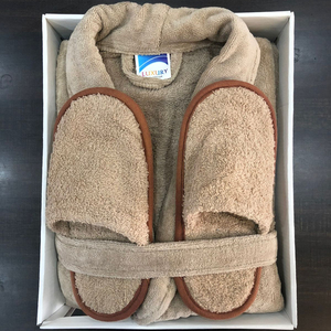 หรูหราสีน้ำตาลครึ่งผ้าคลุมไหล่ Velour ผ้าขนหนูผ้าฝ้าย100% ชุดเสื้อคลุมอาบน้ำ - Product Image 1