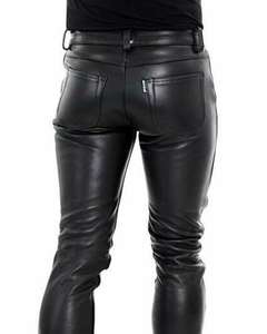 กางเกงหนังผู้ชายดีไซน์สั่งทำคุณภาพสูง 100% กระดุมกลาง น้ำหนักเบา กันลม ระบายอากาศ สไตล์ลำลอง ทันสมัย - Product Image 3