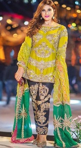 Costume brodé noir de qualité supérieure, 4 pièces, style Kurti, pakistan, Salwar, Kameez - Product Image 2