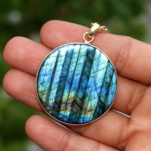 Pendentif personnalisé en or de haute qualité, labradorite, chaîne décorative - Product Image 3