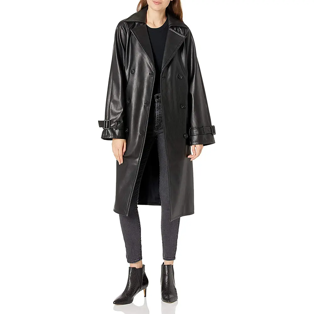 Manteau en cuir Long pour femmes, personnalisé, <span class=keywords><strong>de</strong></span> styliste, extérieur Active