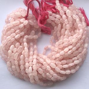 Cuentas ovaladas de Cuarzo Rosa, piedra semipreciosa Natural de 6mm y 8mm, lisa, fabricante de piedras preciosas, compra en línea - Product Image 1