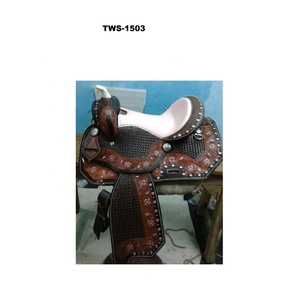 Selle Western en cuir véritable de qualité supérieure, teintée au tambour, marque LLT, marron, de 10 à 18 pouces, haute qualité - Product Image 2