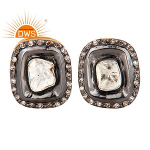 Style victorien En Or Massif et 925 Argent Boucles D'oreilles Fournisseur De Bijoux Antique Polki Diamant Boucles D'oreilles Bijoux - Product Image 1