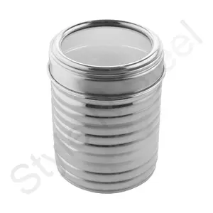 不锈钢气密盖厨房柜台食品储存容器带肋罐套装，带透视盖