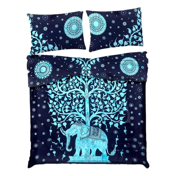 غطاء لحاف لحاف مقاس كبير ومقاوم للتغيير قطن جميل أرضيات سرير شجرة فيل مطبوع عليها حيوانات