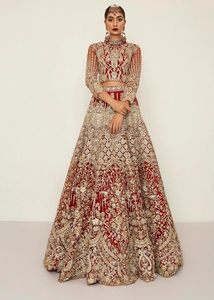 สวย PAKISTANI-BRIDAL-HEAVY-KOTI-LEHENGA ชุดประดับในลูกปัดแก้วคริสตัลหินเต็มไปด้วย DABKA-ทำงานสำหรับงานแต่งงาน = 2021 - Product Image 2
