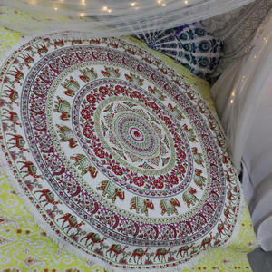 พรมชายหาดทรงกลมลายช้างอเนกประสงค์,เสื่อโยคะลายฮิบปี้โบฮีเมียนมันดาลาทรงกลม - Product Image 2