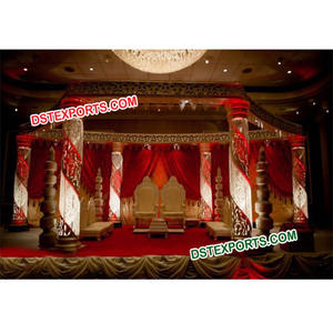Mandap de boda de cristal indio Mitad de fibra Mitad de cristal Mandap DE BODA Nuevo estilo Juego de pagoda de cristal de boda Trending Mandap Set UK - Product Image 1