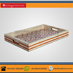 Bandeja de Resina con Mosaico, Plato Decorativo Hecho a Mano, con Asas, Organizador de Mesa Rústico, Decoración para Cocina y Comedor, Estilo Maximus - Product Image 3