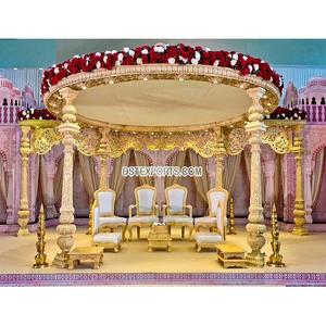 มณฑปงานแต่งงานแบบอินเดียที่มีสไตล์เฉพาะตัว มณฑปงานแต่งงานฮินดูแบบอันยา ทำจากไม้แกะสลัก มณฑปที่สง่างามสำหรับงานแต่งงานอินเดียในออสเตรเลีย - Product Image 1