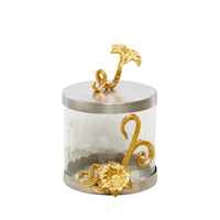 Recipiente de Cocina de Diseño con Tapa Floral Metálica, Recipientes Decorativos de Vidrio para el Hogar, Recipientes Elegantes para Dulces, Azúcar, Té, Frascos, Recipiente Floral