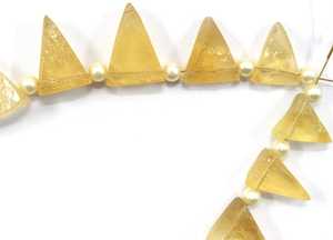 พลอยซิทรินสีเหลืองธรรมชาติ1เส้น,พลอยทรงสามเหลี่ยมทำจากหินดิบไม่ผ่านการดูแลผิวหยาบ - Product Image 5