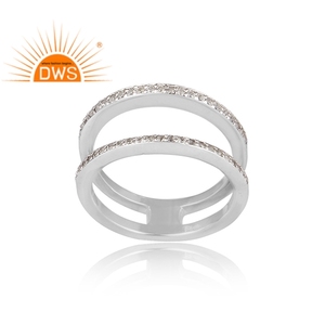 Anillo apilable de topacio blanco Natural de Plata de Ley 925 para mujer, joyería para mujer, regalo para ella - Product Image 2