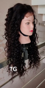 Perruque en cheveux humains bouclés profonds avec traitement vapeur, noir naturel, 20 pouces, avec closure 4x4, à prix de gros, fournisseur de cheveux indiens - Product Image 3