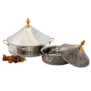 Silver And Gold Finished Metal Hotpot New Fancy Handmade Designer Casserole Customized Size Fancy Metal Food Warmer - Product Image 2