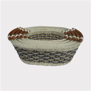 Oval Rattan Basket with Handle Plastic Kitchen Organizer and Handicraft <b>Boxed</b> <b>Cosmetics</b> <b>Storage</b> Containers - Product Image 5