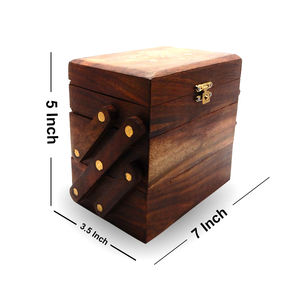 Boîte à bijoux en bois vintage à vente chaude avec incrustation en laiton, boîte à bijoux en bois antique à 3 compartiments, personnalisée - Product Image 3