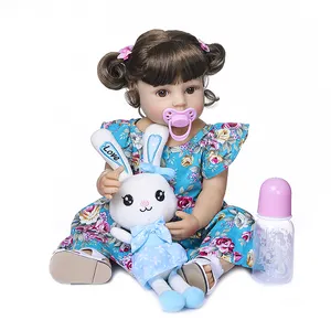 NPK 55CM bebe doll reborn toddler girl doll full body silicone soft real touch flexible anatomically correct