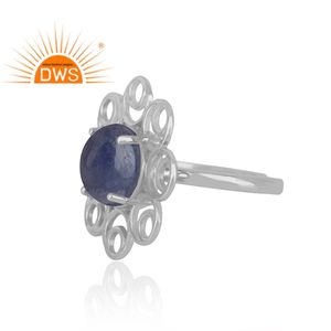 Anneau en pierre précieuse tananite naturelle, argent 925, vente en gros, bijoux à la mode, motif à fleurs, vente en gros - Product Image 2