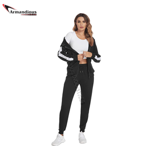 Conjuntos de chándal para mujer, bloque de Color sólido, cremallera completa, con capucha y pantalón largo, chándal de dos piezas, chándal 2024 - Product Image 2