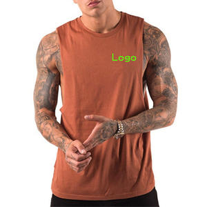 XL Custom Men's Knitted Cotton Gym <b>Tank</b> Top Breathable Eco-Friendly Fitness Stringer Muscle Singlet Solid Color Plain Printed - Product Image 1