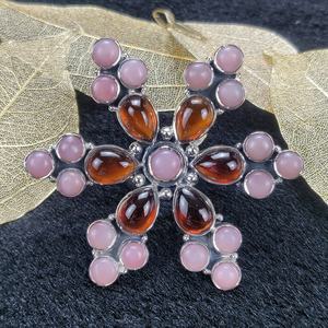 Anillo de ajuste de bisel de plata esterlina 925 con corte facetado de piedras preciosas de ópalo rosa y granate, anillo de plata, joyería fina, anillo de Color rosa - Product Image 3