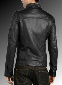 Chaqueta de motorista con cremallera para hombre, de cuero de vaca negro, de alta calidad, disponible en todos los colores - Product Image 3