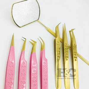 Pinzas de oro personalizadas pinzas de pestañas en forma de corazón de visón oferta de logotipo de acero inoxidable para pinzas de extensiones de pestañas postizas - Product Image 5