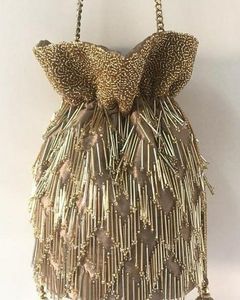 Sac poli en tissu de soie, moulure de travail à la main, avec appliques, belle perle, broderie sur tissu pour fête et mariage, @ 2022 - Product Image 1