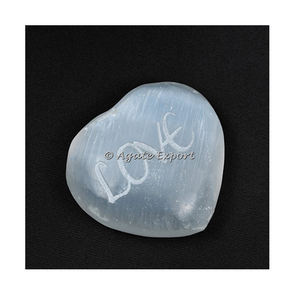 Artesanía de piedra semipreciosa, palabra grabada amor en selenita - Product Image 1