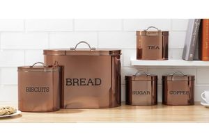 Metal White Wood Lidded Metal Bread Bin Kitchen Bread Container Food <b>Storage</b> Box Holder Kitchen Counter Top Bread Box - Product Image 2