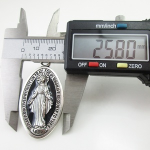 Miraculous Medaille oval in antike silber metall blau emaille H4.5cm - Product Image 3