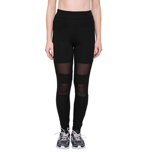High Waist <b>Mesh</b> <b>Leggings</b> Full Length Solid Black Sporty Stretch Breathable Quick Dry Seamless Knitted Women's <b>Leggings</b> - Product Image 2