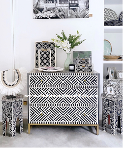 เฟอร์นิเจอร์ฝังกระดูกหรูหราเฟอร์นิเจอร์กระดูกฝังกระดูกลิ้นชักหน้าอกของลิ้นชักเฟอร์นิเจอร์ดอกไม้สีดำ - Product Image 3