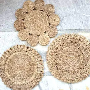 Sangat Eksklusif dan Kaya Kualitas Jahit Tangan Jute Taplak Meja Coaster dan Alas untuk Dekorasi Meja