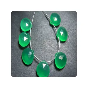 Großhandels preis Herzform Grün Onyx Brio lette Facettierte Perlen Grünes Herz Tropfen Onyx Perlen 7Pc Größe-12x12MM