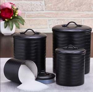 Antique Design <b>Metal</b> Galvanized <b>Storage</b> Container Kitchenware <b>Storage</b> <b>Box</b> Canister with Wooden Lid Handmade in India - Product Image 5